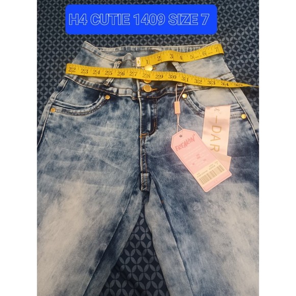 WAIST 28" SIZE 7 JEANS STRETCH DENIM BLUE  H4 CUTIE 1409 , SKINNY, REGULAR SIZE - Picture 2 of 11